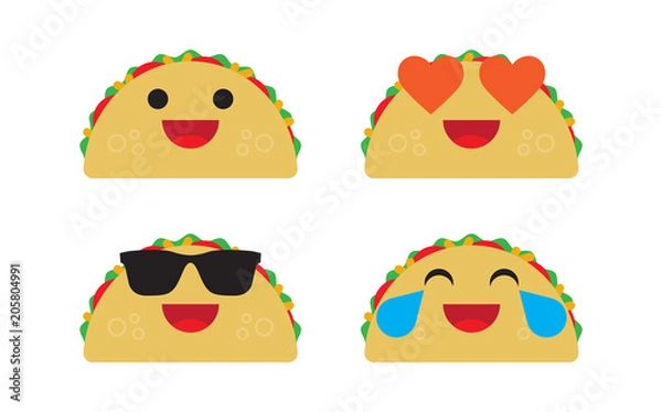 Fototapeta set with cartoon tacos