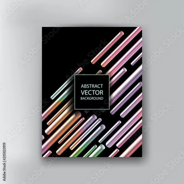 Fototapeta Abstract 3d geometric background with cylinder shapes. Vector realistic illustration of holographic capsules. Modern minimalistic design