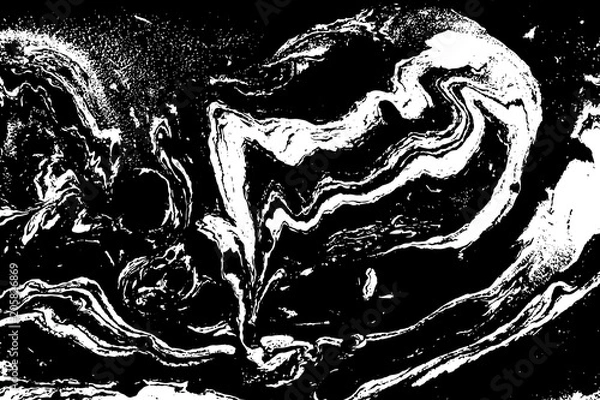 Fototapeta Black and white liquid texture. Hand drawn marbling illustration. Abstract vector background. Monochrome marble pattern.
