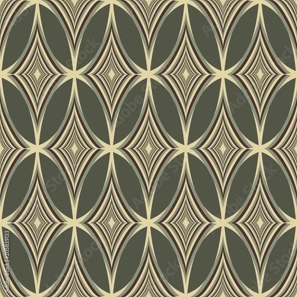 Fototapeta Vector seamless pattern with rhombuses, carved geometrical shapes. Abstract texture. Design for decor, textile, fabric, wallpaper.