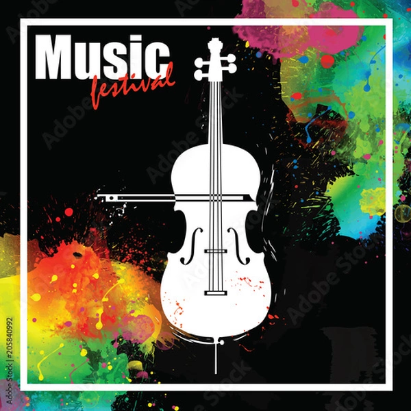 Fototapeta Rock festival design template with guitar