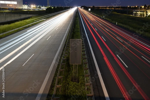 Fototapeta Gorgeous long exposure view at a highway A14 (Autobahn) in Leipzig, Germany
