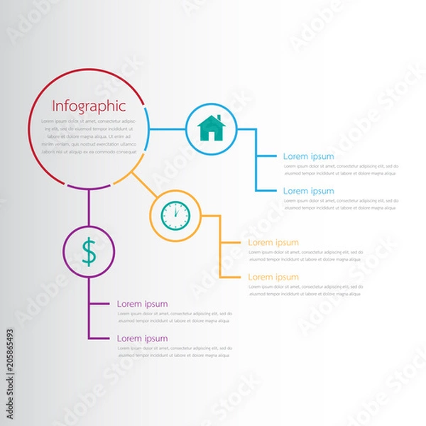 Fototapeta Vector infographic templates used for detailed reports. All 3 topics.