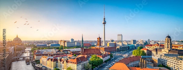 Fototapeta Panoramę Berlina z Nikolaiviertel, berlińską katedrą i wieżą telewizyjną