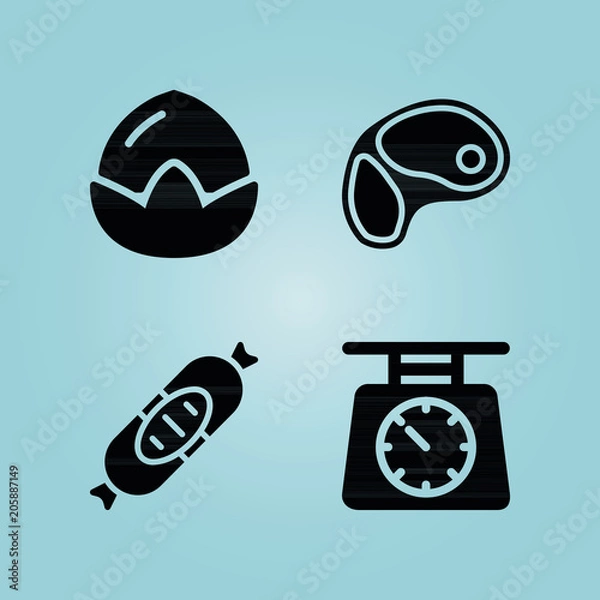 Fototapeta Filled food 4 vector icons set. 4 icons page symbol for your web site design. logo, app, ui, illustration, eps10