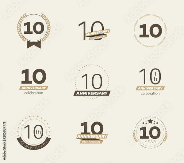 Obraz 10 years anniversary logo set. Vector illustration.