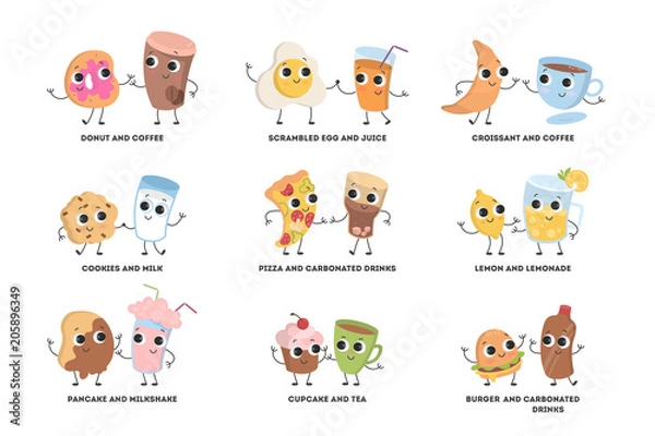 Fototapeta Food cartoon set.