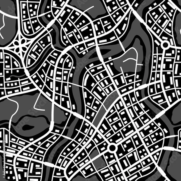 Obraz Abstract city map seamless pattern.