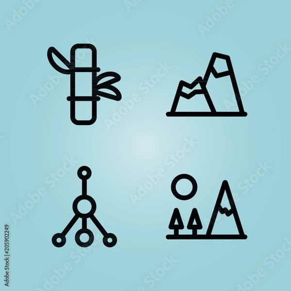 Fototapeta Outline nature 4 vector icons set. 4 icons page symbol for your web site design. logo, app, ui, illustration, eps10