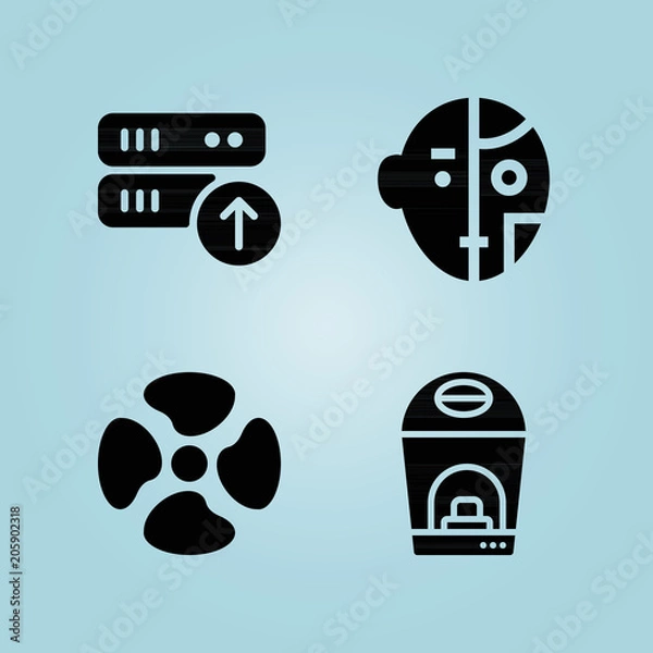 Fototapeta Filled technology 4 vector icons set. 4 icons page symbol for your web site design. logo, app, ui, illustration, eps10