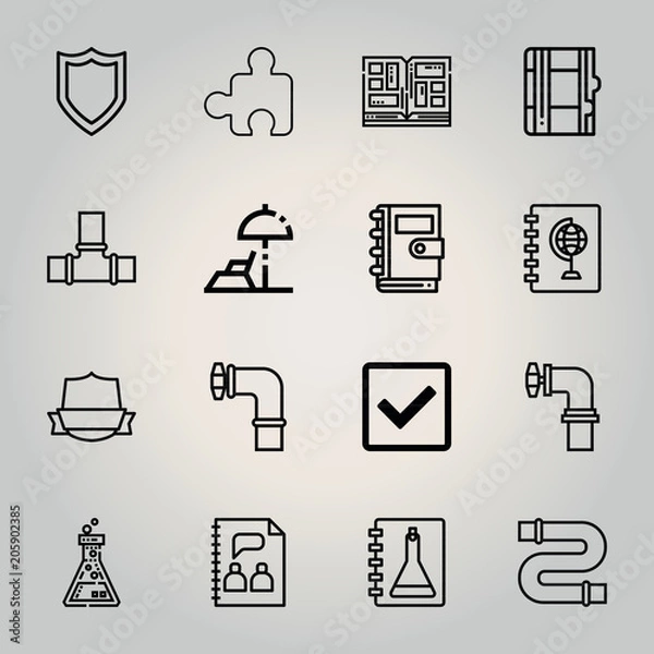 Fototapeta Outline other 16 vector icons set. 16 icons page symbol for your web site design. logo, app, ui, illustration, eps10