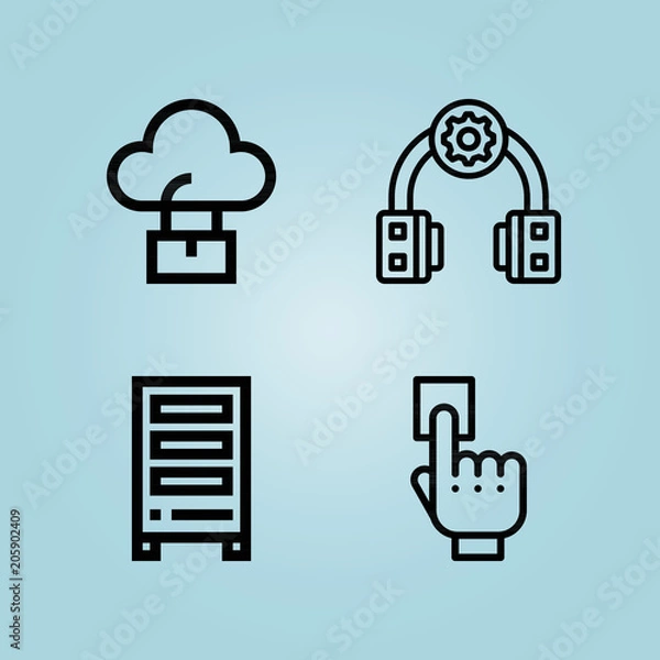 Fototapeta Outline technology 4 vector icons set. 4 icons page symbol for your web site design. logo, app, ui, illustration, eps10