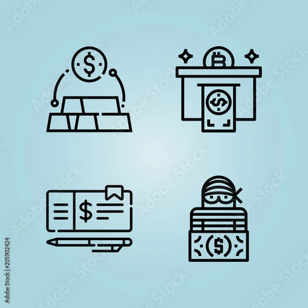 Fototapeta Outline money 4 vector icons set. 4 icons page symbol for your web site design. logo, app, ui, illustration, eps10