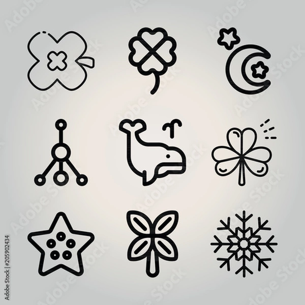 Fototapeta Outline nature 9 vector icons set. 9 icons page symbol for your web site design. logo, app, ui, illustration, eps10