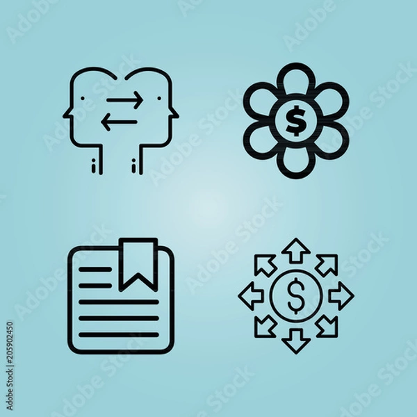 Fototapeta Outline business 4 vector icons set. 4 icons page symbol for your web site design. logo, app, ui, illustration, eps10