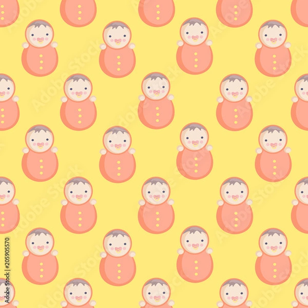 Fototapeta Cute Baby Vector seamless pattern with roly-poly