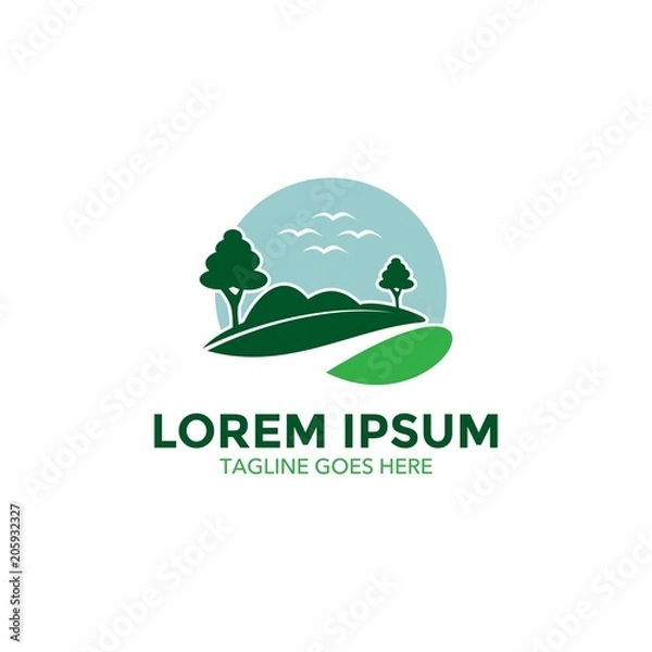 Fototapeta unique landscape logo vector design. icon. vector illustration
