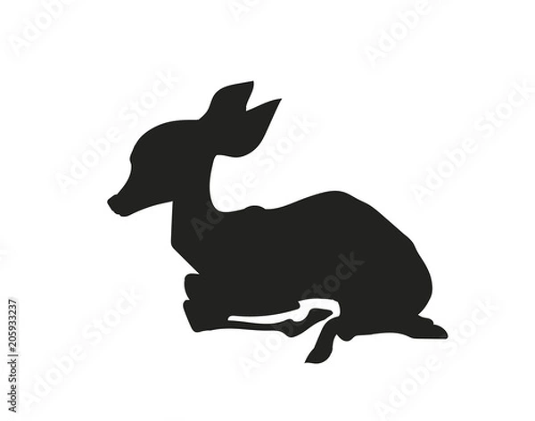 Fototapeta dziecko jelenia leżącego, sylwetka, wektor