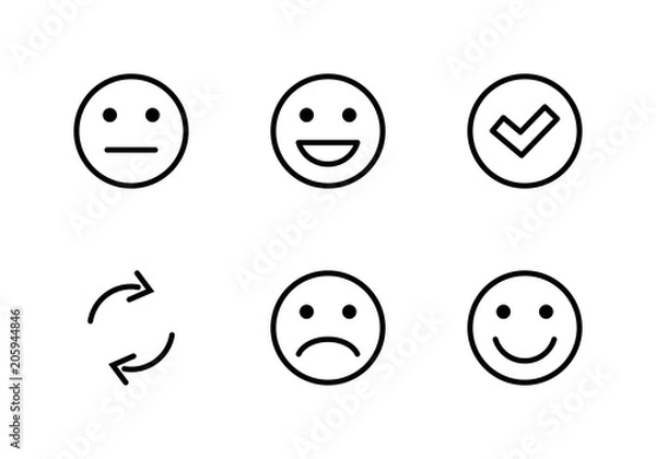 Obraz Set Smile Line icon stock vector illustration. Editable Stroke. 100x100 Pixel Perfect