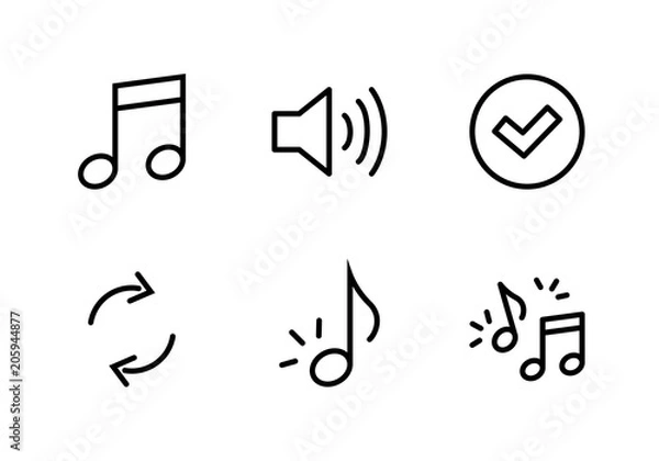 Obraz Set music Line icon stock vector illustration. Editable Stroke. 100x100 Pixel Perfect