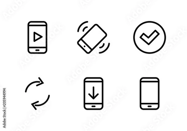 Obraz Set smart phone device Line icon stock vector illustration. Editable Stroke. 100x100 Pixel Perfect