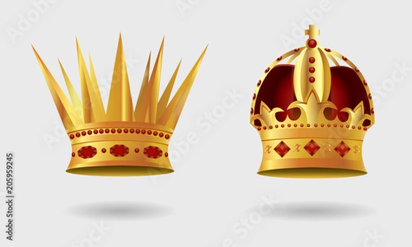Fototapeta Royal golden crown with Gradient Mesh. Vector Illustration.