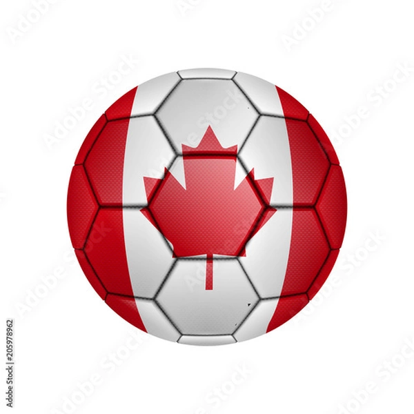 Fototapeta illustration of realistic soccer ball painted in the national flag of Canada for mobile concept and web apps. Illustration of national soccer ball can be used for web and mobile