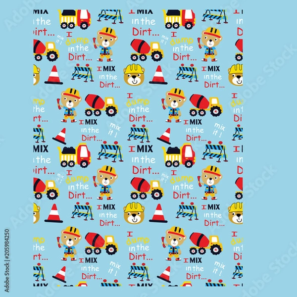 Obraz contruction seamless animal cartoon vector