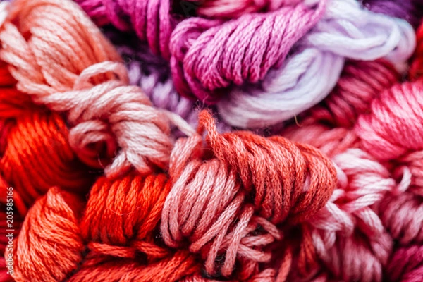 Obraz Multicolor threads for embroidery cross-stitch, mulina.