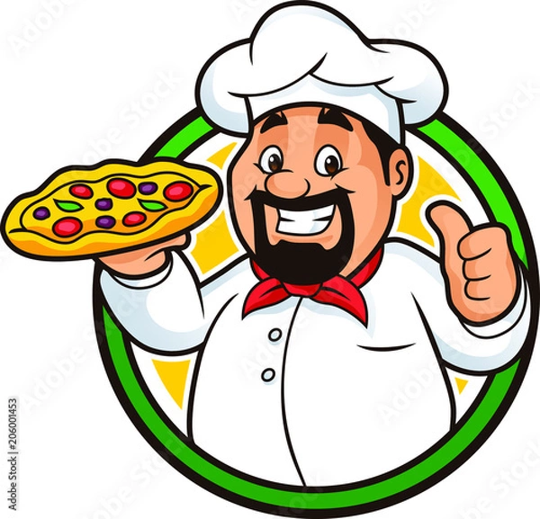 Fototapeta Pizza Chef Mascot Design Vector