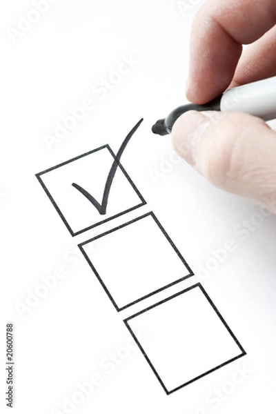 Obraz Check Mark and Box with Hand Writing