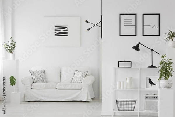 Fototapeta White couch with pillows