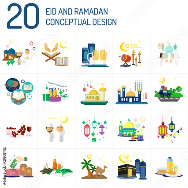 Obraz Eid Mubarak and Ramadan Conceptual Design
