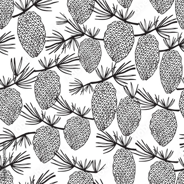 Obraz vintage seamless with pine cones
