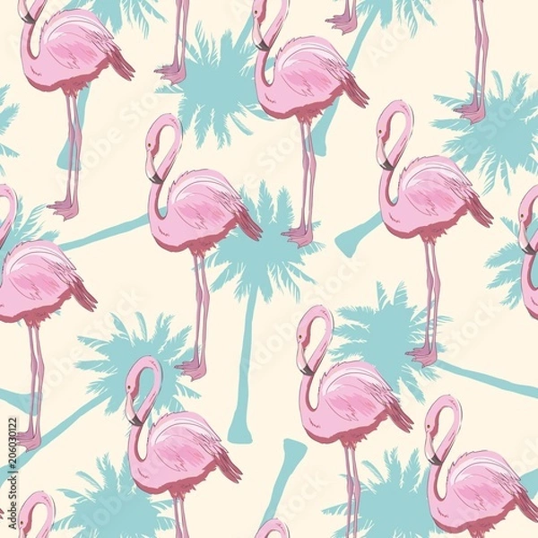 Obraz seamless flamingo pattern vector illustration