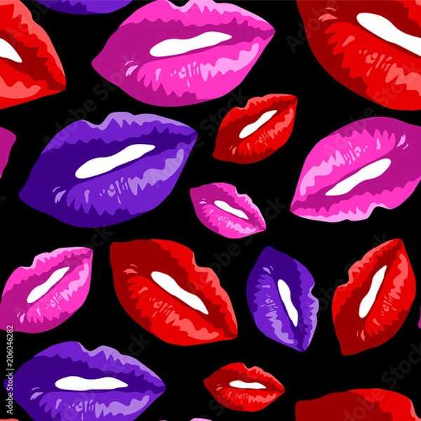 Obraz women s lips on a seamless pattern
