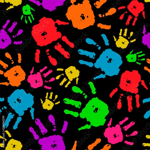 Obraz Color set of hands on black background vector