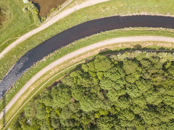 Obraz Aerial drone river 