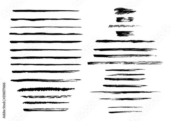 Fototapeta Vector collection of semi-dry brush strokes.