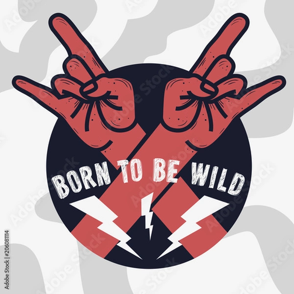 Obraz Rock Vector Design With Devil Horn Hand Gesture.