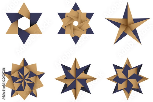 Fototapeta Set of origami stars vector