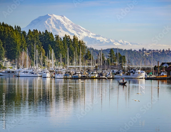 Obraz Mt Rainier z widokiem na port Gig