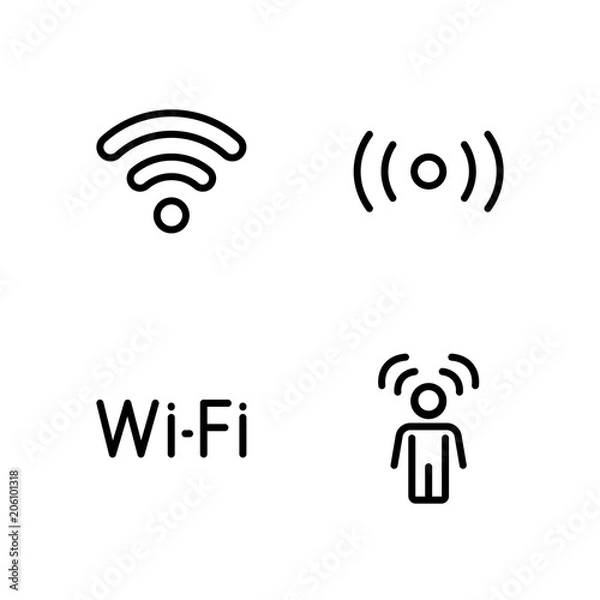 Obraz Set Wi-Fi Line icon stock vector illustration. Editable Stroke. 100x100 Pixel Perfect