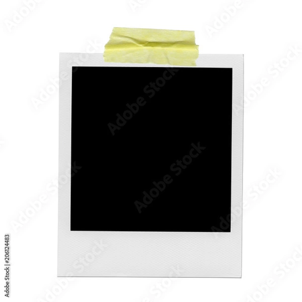 Fototapeta XXXL Ð blank polaroid photo. Isolated vintage frame with yellow tape