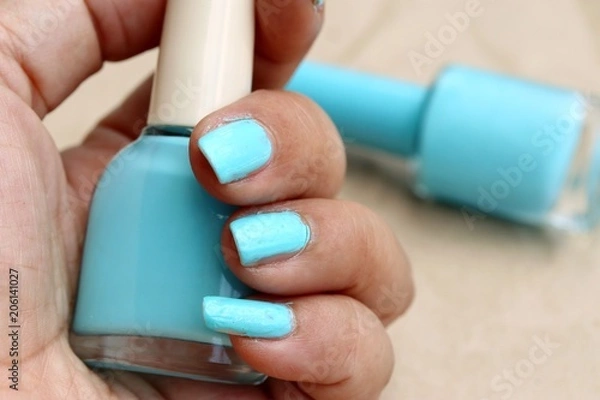 Obraz blue nail polish bottles
