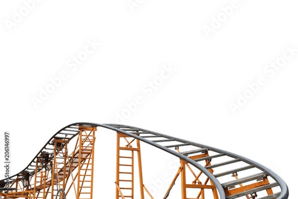 Fototapeta Metal roller coaster  structure on white background