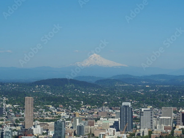 Obraz ポートランド市街とフッド山