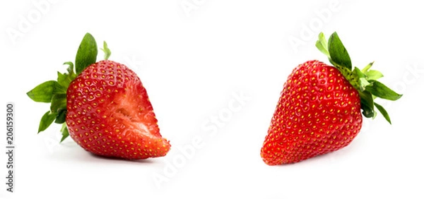Obraz biting strawberry on white background