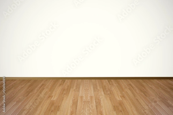 Obraz Empty room with white wall and wooden floor