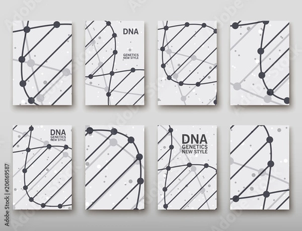 Obraz DNA abstract geometric background, layout in A4 set technology brochure flyer design template vector shadow